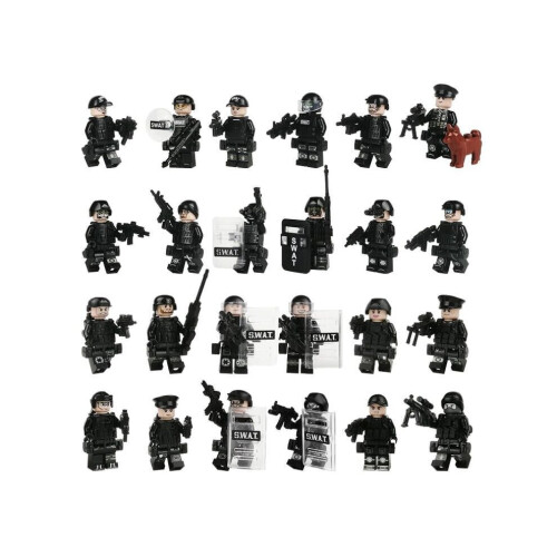 24PCS Black Swat Team Building Block Minifigures 2