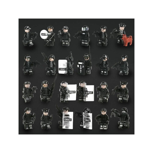 24PCS Black Swat Team Building Block Minifigures 1