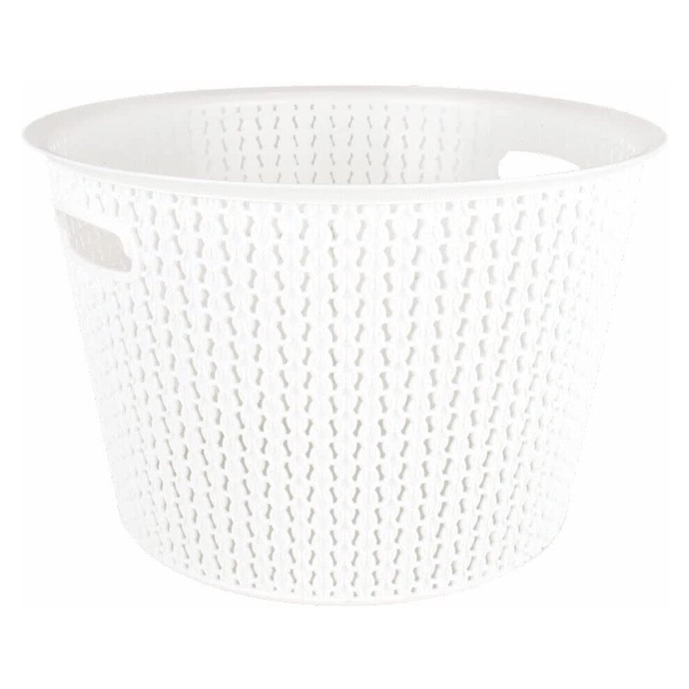 (White) 35L Plastic Laundry Basket Clothes Washing Hamper