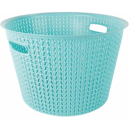 (Blue) 35L Plastic Laundry Basket Clothes Washing Hamper