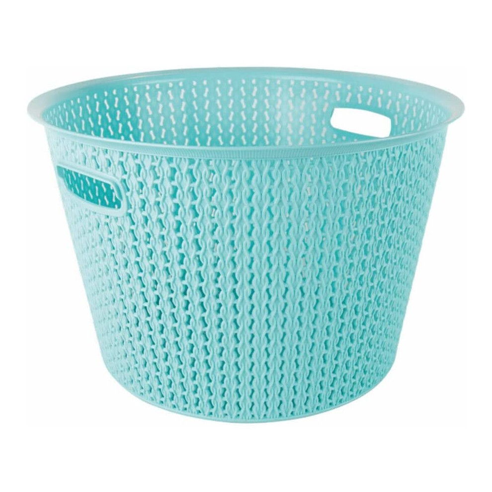 (Blue) 35L Plastic Laundry Basket Clothes Washing Hamper