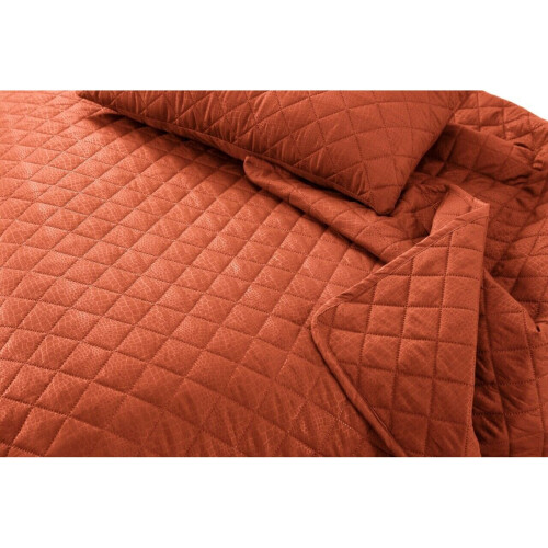 (Single-170x250cm) Luxurious 3 PCS Orange  Bedspread Embossed Quilted Sofa Bed Cover Bedding Set 2