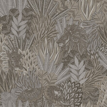 Holden Rainforest Animals Paisley Palm Leaf Vinyl Wallpaper Grey 36162