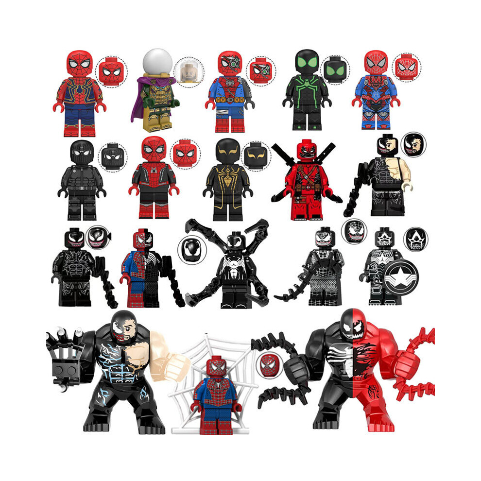 18pcs Minifigures Marvel Superheroes Spiderman Venom Fit Lego