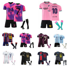 (Pink Mbappe 7, 26 (140-150)) Adults Kids Football Kits Soccer Jersey Home Away Training T-shirt Suit 21/22