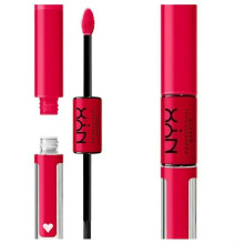NYX Makeup Professional Shine Alto Lipstick l   quido de longa dura      o com brilho labial transparente - em uma miss   o (azul vermelho)