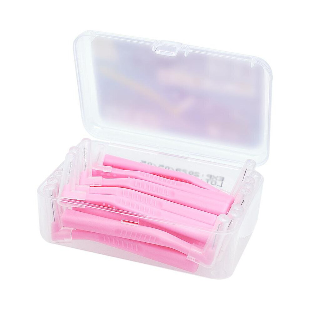 (Pink) L Shape Interdental Brush Orthodontic Toothbrush Kit Oral Hygiene Dental Flosser Cleaning Tool