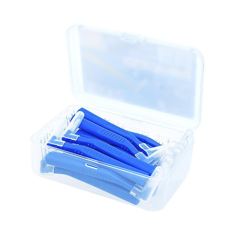 (Blue) L Shape Interdental Brush Orthodontic Toothbrush Kit Oral Hygiene Dental Flosser Cleaning Tool
