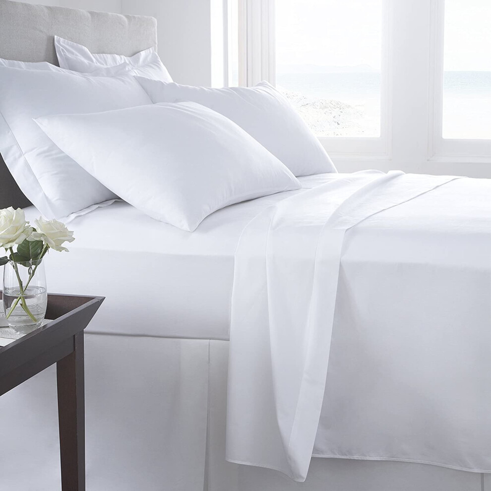 (King Fitted Sheet, White) 400TC Egyption Cotton Extra Deep 40cm Fitted Sheet