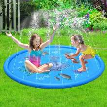 (100cm) Kids Water Spray Pool Mat Splash Play Pad Sprinkler Inflatable Toddlers Round