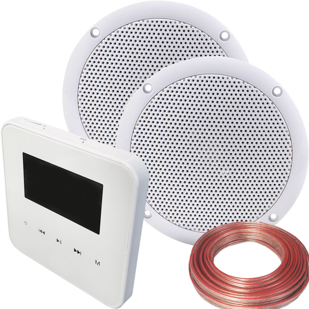 100W Bluetooth Wall Mounted Amplifier & 2x 80W Stereo Ceiling Speaker Kit