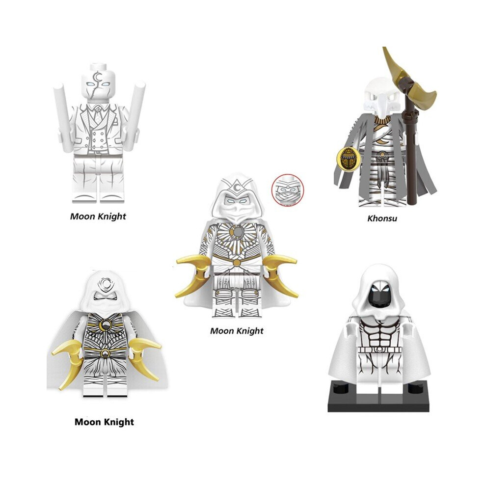 5PCS Moon Knight Minifigure Marc Spector Marvel Super Hero Minifig Figure Fit Lego Toy Collection