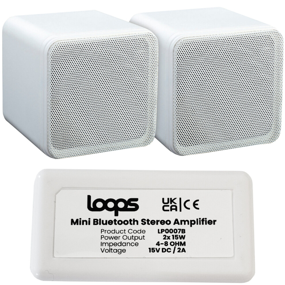 Wireless Bluetooth Amplifier & 80W Bookshelf Speaker Kit Surround Sound Hifi Amp White 5055538185458