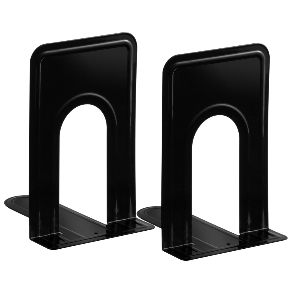 (Black) Pair of Heavy Duty Metal Bookend Book End Stand