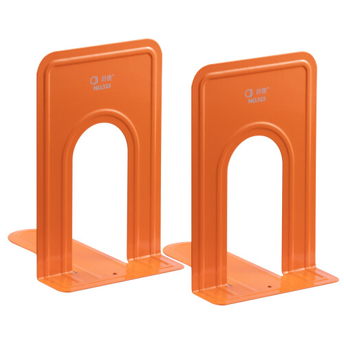 (Orange) Pair of Heavy Duty Metal Bookend Book End Stand