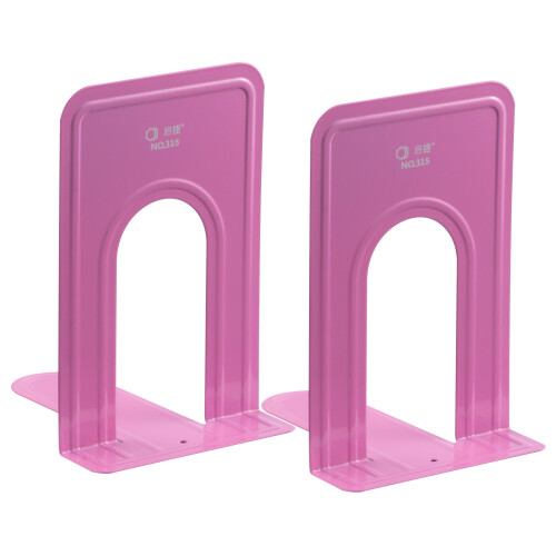 (Pink) Pair of Heavy Duty Metal Bookend Book End Stand