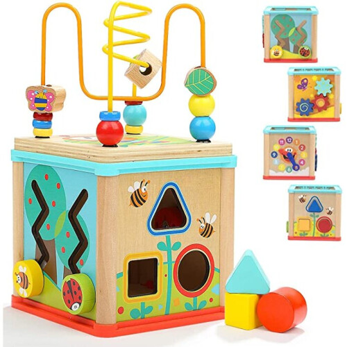 5-in-1 Wooden Activity Cube