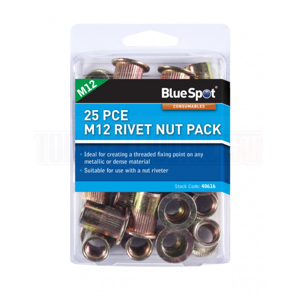 BlueSpot 40616 25 Piece M12 Rivet Nut Pack