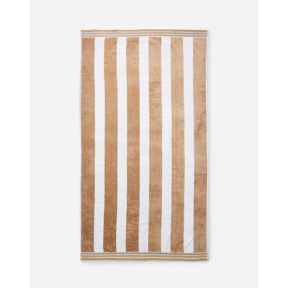 (Taupe/White) Cabana Stripe Cotton Jumbo Beach Towel 100 x 180cm