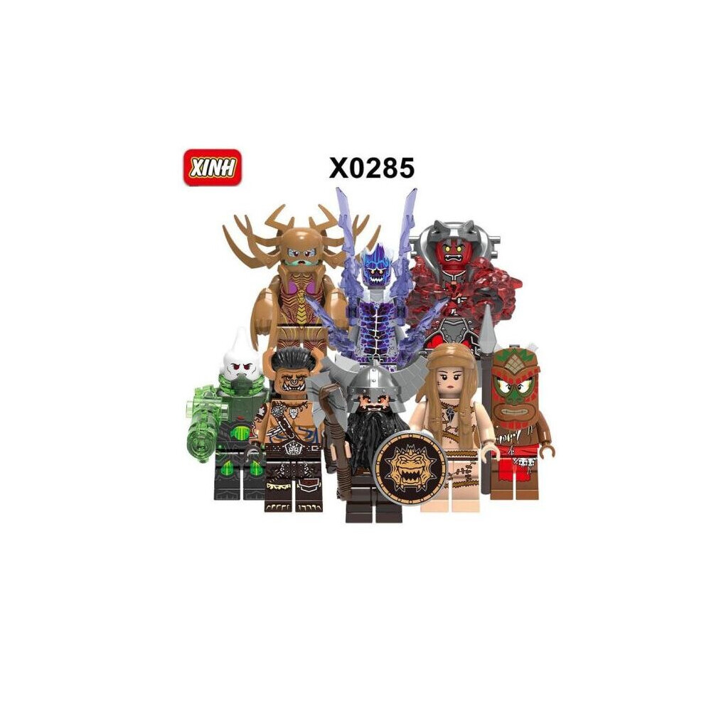 8PCS World of Warcraft Game Primitive Queen of Blades Four-armed Stone Demon Mini Figures Building Blocks Characters Fits Lego Kids Best Gift