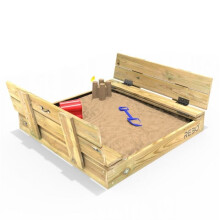 (Sandpit Ball Pool with Lid and Benches) Rebo Wooden Sandpit Ball Pool Square Frame 100cm x 100cm