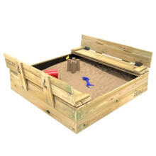 (Sandpit Ball Pool with Lid and Benches) Rebo Wooden Sandpit Ball Pool Square Frame 120cm x 120cm