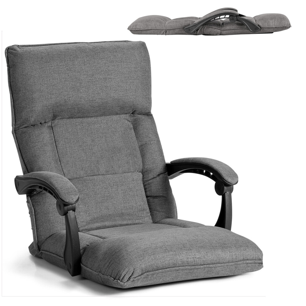 Adjustable Padded Lazy Sofa W/ Linkage Armrest Floor Sofa Recliner