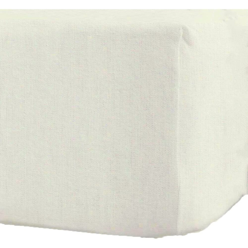 (King, Cream) Flannelette 100%Brushed Cotton 40cm Fitted Sheets