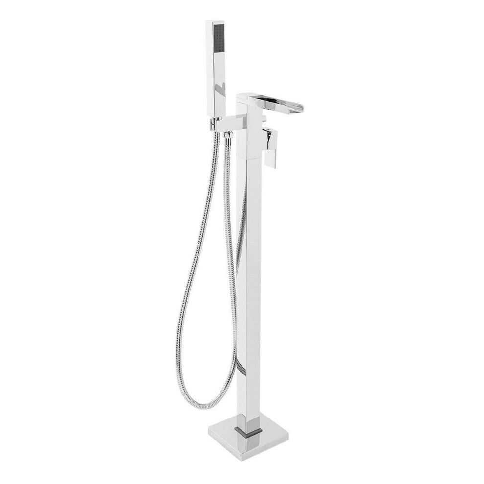 Free Standing Bath Shower Mixer Tap Bathroom Floor Standing Square Filler Kit