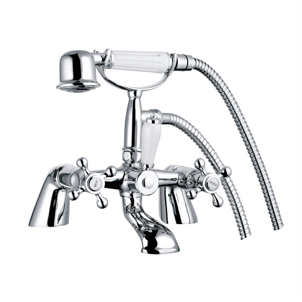 Traditional Bath Filler Shower Mixer Tap With Handset Bathroom Chrome Deck Mounted 5059490122704