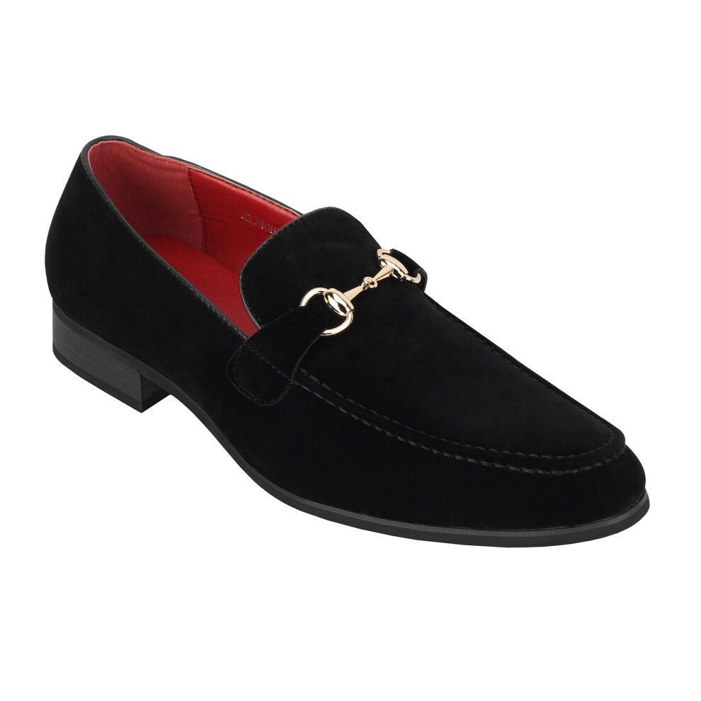 (42, Black) Mens Horsebit Loafers Suede Leather Lined Slip on Classic Driving Shoes UK Sizes
