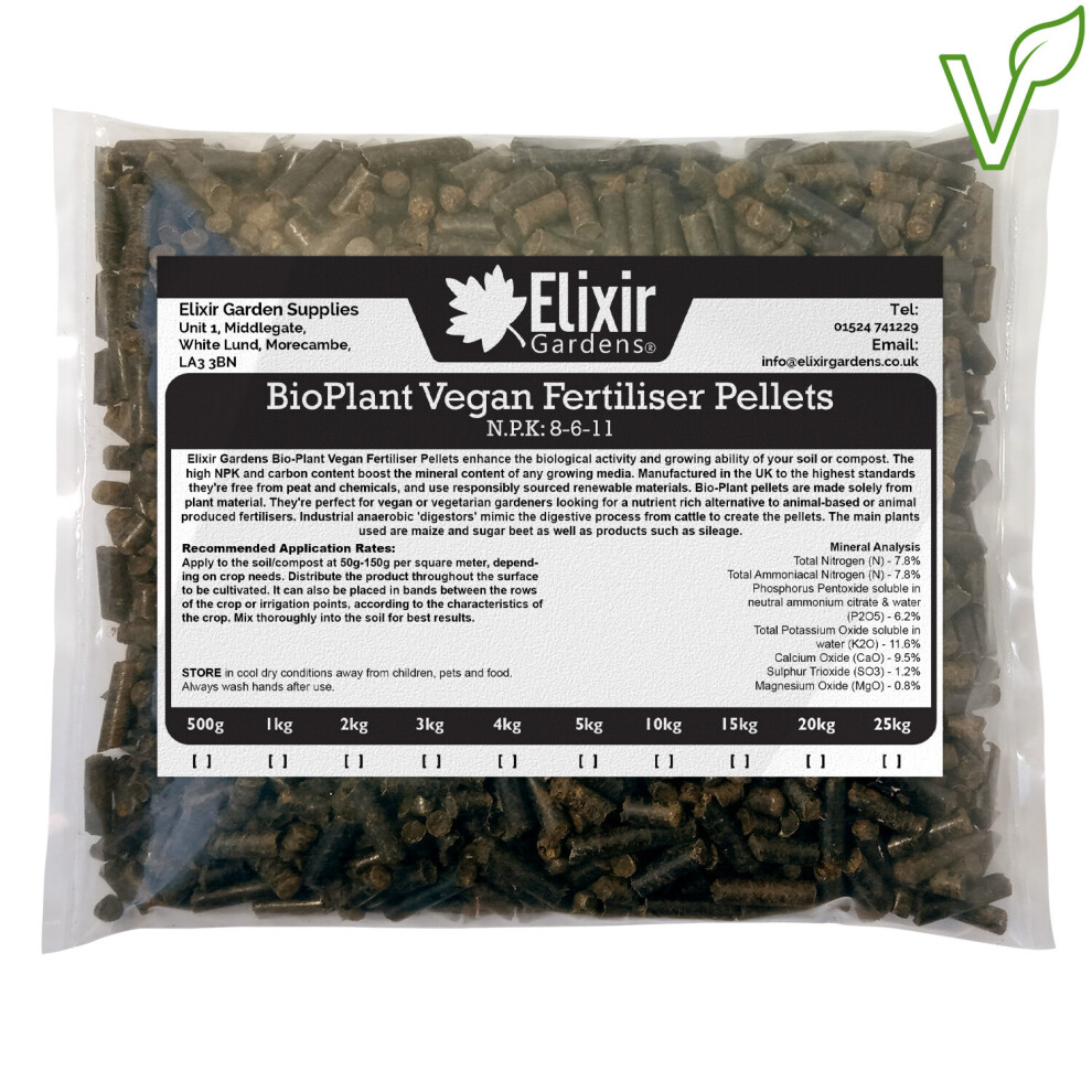 (2kg, Bag) BioPlant Vegan Fertiliser Pellets | Organic, Sustainable & Eco-Friendly Plant-Based Soil Enhancer/Improver | 500g-25kg Weights