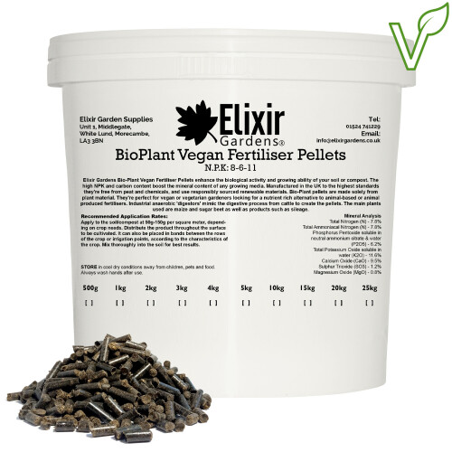 (10kg, Tub) BioPlant Vegan Fertiliser Pellets | Organic, Sustainable & Eco-Friendly Plant-Based Soil Enhancer/Improver | 500g-25kg Weights