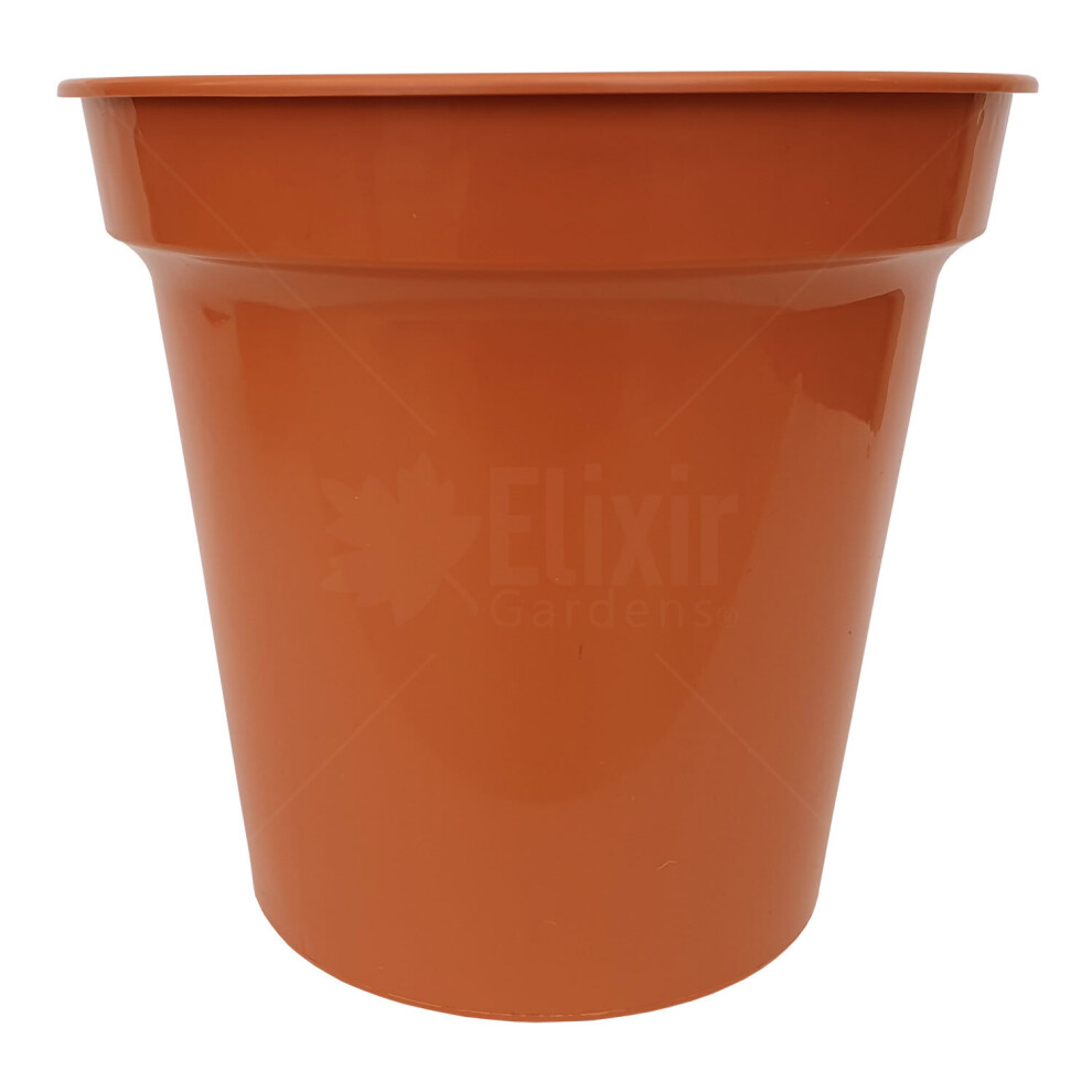(6"(15cm), 12) Strong Glossy Terracotta Plastic Plant & Flower Pots | Various Sizes/Quantities-image-OPC-P9NB8FP-NEW
