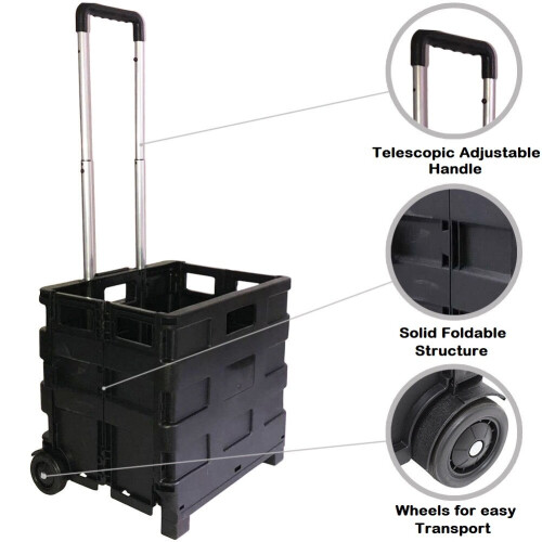 Vivo 25Kg Multipurpose Foldable Shopping Trolley Cart Handle Wheel Camping Caddy Boot 2