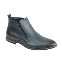 (44, Navy Blue) Mens Chelsea Boots Retro Classic Low Ankle 2 Zip Smart Casual Shoes UK Sizes