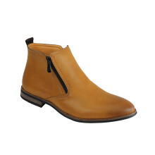 (42, Brown) Mens Chelsea Boots Retro Classic Low Ankle 2 Zip Smart Casual Shoes UK Sizes