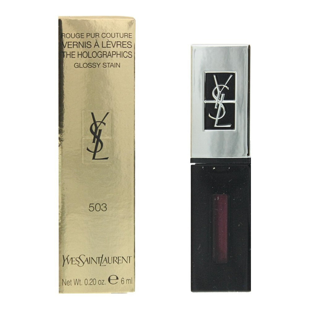 YVES SAINT LAURENT THE HOLOGRAPHICS 503 NEON PLUM LIQUID LIPSTICK GLOSSY STAIN 6ML