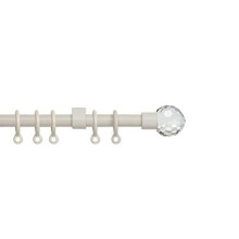 SPEEDY 13-16mm Acrylic Ball Extendable Complete Curtain Pole Set, Cream, 120-200cm