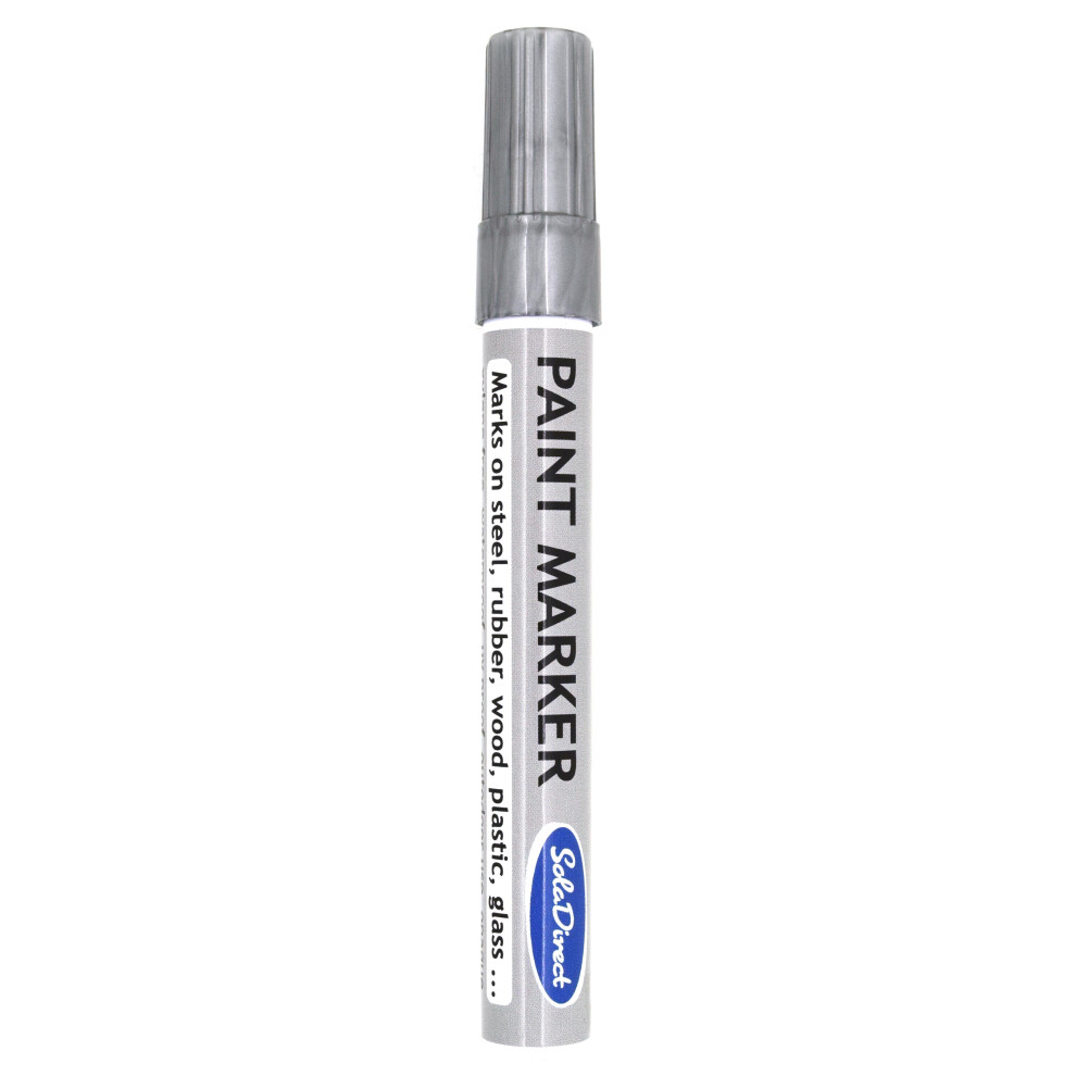 (Silver) Oil-based Paint Marker Pen Permanent for Tyres Rubber Stone Leather Fabric Plastic Glass