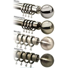 umlout New Brushed Nickel (Satin Silver) 200cms Metal Curtain Pole/Poles Available In 6 Sizes And 4 Colours. 28mm Diameter