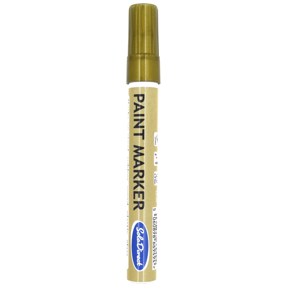 (Gold) Oil-based Paint Marker Pen Permanent for Tyres Rubber Stone Leather Fabric Plastic Glass