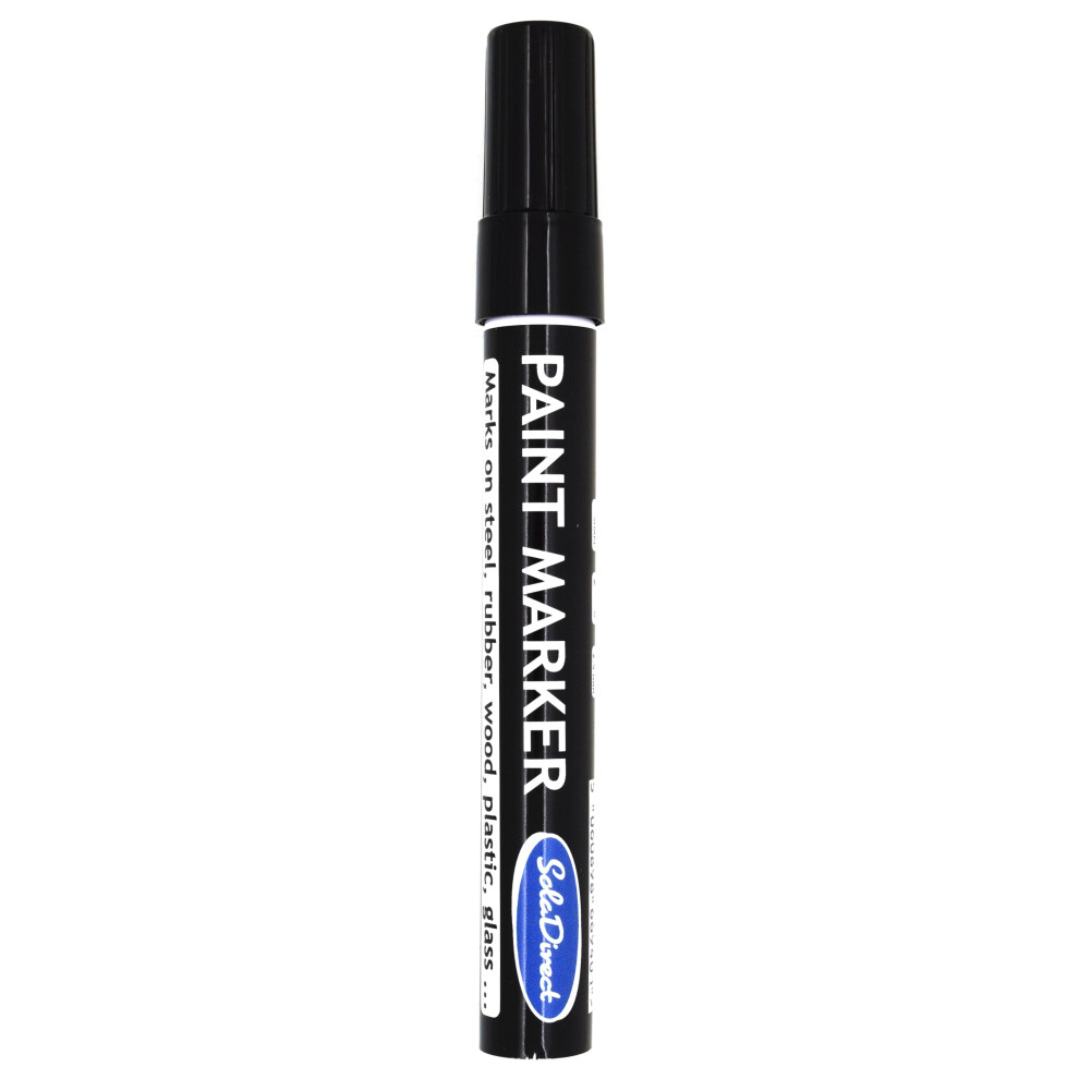 (Black) Oil-based Paint Marker Pen Permanent for Tyres Rubber Stone Leather Fabric Plastic Glass