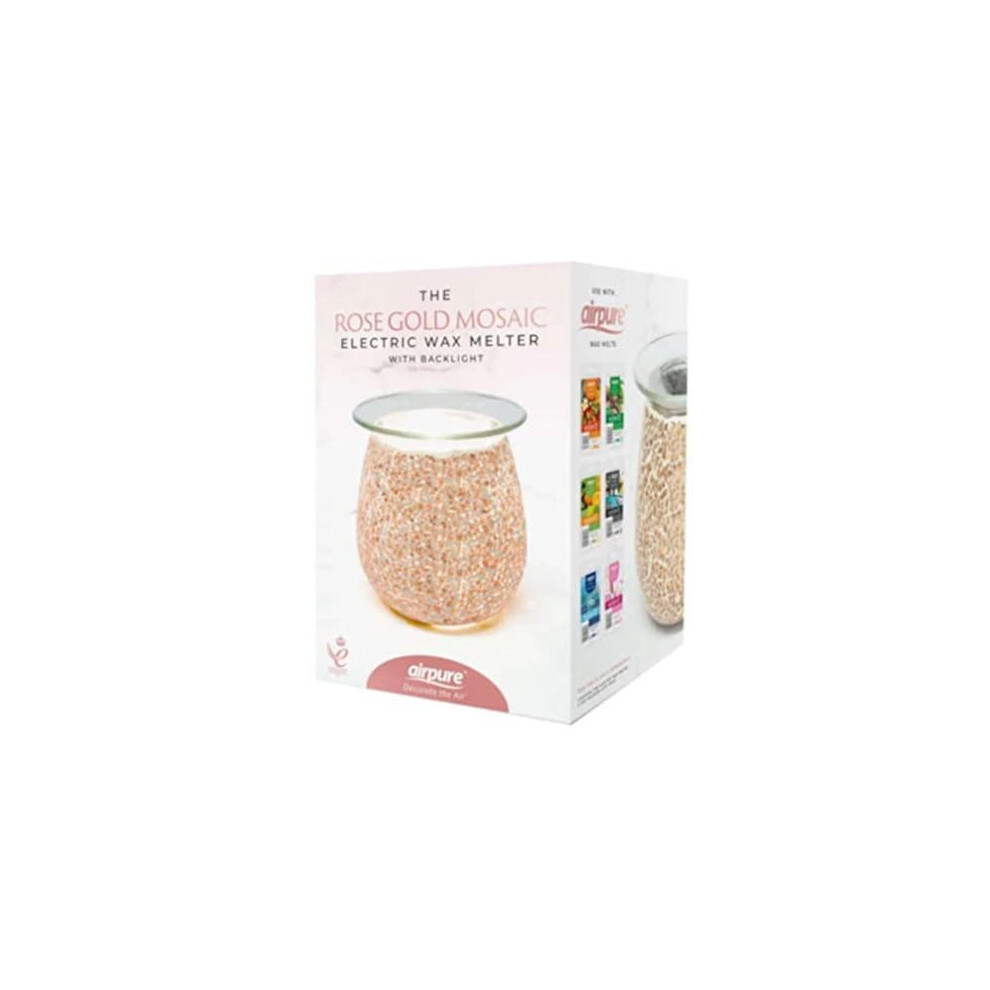 Airpure The Mosaic Rose Electric Wax Melt Oil Melter Burner With Backlight Gold