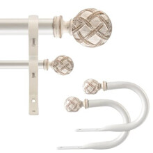Ycolnaefllr 1 Inch Diameter Double Curtain Rod Set Double Curtain Pole Rail Adjustable from 84 to 120 Inch(213cm-304cm) with Curtain Holdbac