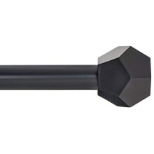 Ivilon Drapery Treatment Window Curtain Rod - facetteret sekskantet 1 tommer stang. 16 til 28 tommer (sidegardinstang) Sort