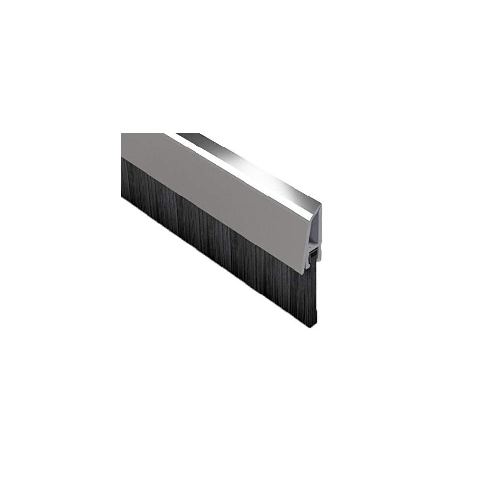 Stormguard Concealed Fixed Brush Bottom Door Seal - Draught Excluder Door Strip - Chrome 3619903903249