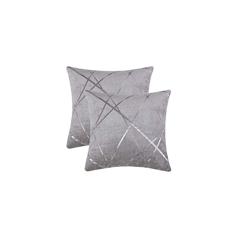 GIGIZAZA Cushion Covers 18 x 18 Inch Silver Grey Square Chenille Decorative 45 x 45 cm Pillowcases for Sofa Bedroom Living room Set of 2
