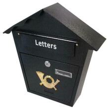 Letter Box Black Large Steel Wall Mounted Lockable (Genuine Neilsen CT2606)