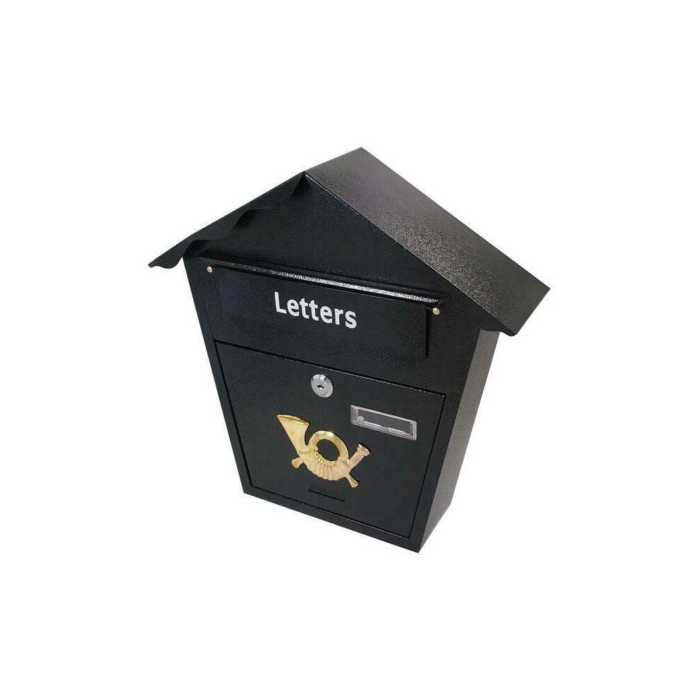 Letter Box Black Large Steel Wall Mounted Lockable (Genuine Neilsen CT2606)